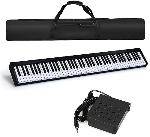 COSTWAY 88-Key Digital Piano Keyboard, Full Size Semi-Weighted Keyboards with MIDI, Sustain Pedal & Carrying Bag, Portable Electric Pianos for Beginner, Kids, Adult