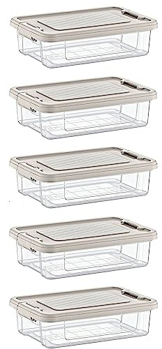 astor24 PREMIUM Aufbewahrungsboxen mit Deckel - lebensmittelecht - sicherer Verschlussclip - transparent - Robuste Qualität - XXL Set Büro, Kinderzimmer, Küche & Werkstatt (5er Set 1,5 Liter)