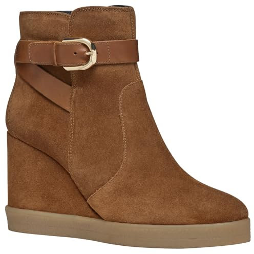 Geox Femme D Elidea Wedge A Bottes de Cheville, DK Camel, 34.5 EU
