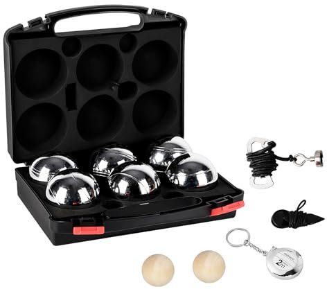 Gravurmaster Boule Kugeln Boccia Kugeln Set mit Gravur, Personalisierte Petanque-Kugeln Set mit Wunschtext & Logo durch Lasergravur, 73mm/ 720g pro Kugel, 6er Boules/Petanque Set für 2 Spieler, SerieB