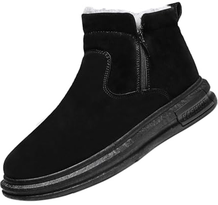 Scarpe Invernali da Uomo in Cotone a Taglio Medio da Esterno Calde e in Velluto con Cerniera Laterale Ispessita, Scarpe in Cotone, Stivali da Neve a Prova di Stivali Pioggia Donna Stivali (Black, 44)