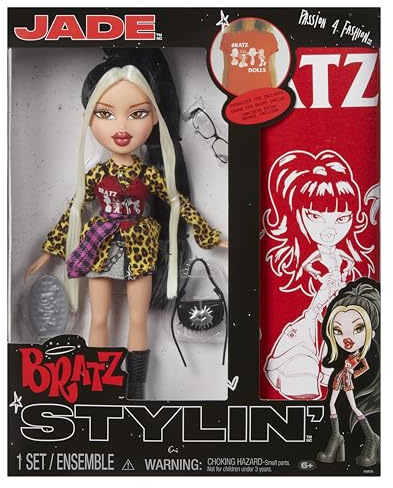 Bratz Stylin' Jade - Fashion Doll with Customisable T-Shirt for You, Comes with Accessories, Cute Toys for Girls