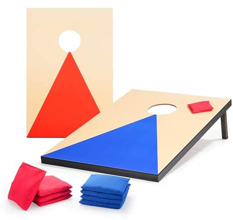 simpa Portable Cornhole Outdoor Game Set: 90 x 60 cm / 3ft x 2ft Double Set Corn Hole Bean Bag Toss Game with 8 Bean Bags & 2 Cornhole Boards.