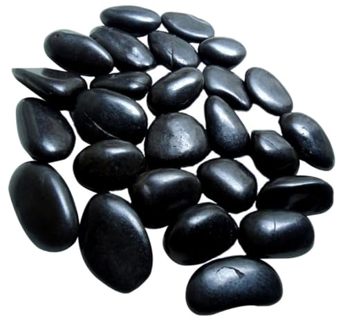 OSALADI Piedras negras decorativas naturales para paisajismo exterior, guijarros redondos de 2-4 cm para acuario y jardín, 2 kg para decoración de peceras, macetas y fuentes