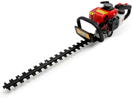 Begonia Bensin häcktrimmer 22,5 cc 2-takts motorhäcktrimmer med 56 cm dubbelsidig och 180° roterande handtag med grenar 0,39 tum mindre komplett tillbehörssats