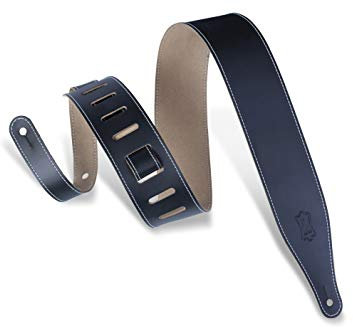 Levy's DM17-XL-BLK Gitarrengurte 2.5 Leather Strap - Edge Stitch - Black XL
