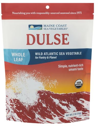 Maine Coast Sea Vegetables Organic Dulse Whole Leaf Bag | Nutritious Food & Seaweed Snacks | Rich in Iodine | North Atlantic Harvest | Great for Salads, Soup, Smoothies | 2 Oz (Pack Of 1)