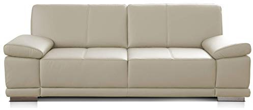 CAVADORE 2,5-Sitzer Sofa Corianne / Kleine Echtleder-Couch im modernen Design / Mit Armteilverstellung / 192 x 80 x 99 / Echtleder weiß