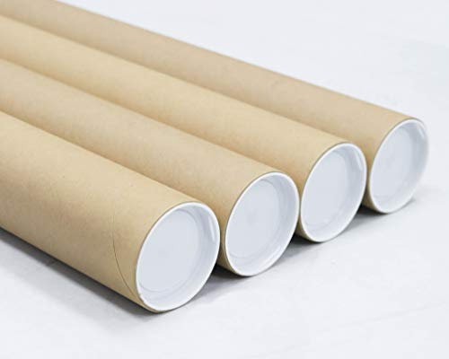 MagicWater Supply 3 x 24 Inch Kraft Mailing Tubes with End Cap - 4 Pack
