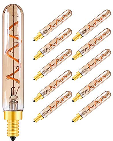 2W LED dekorative Glühlampen, T20/T6 E14 Kandelaber Basis Filexible Fliament LED Licht Super Warmweiß 2200K Braunglas Röhrenanhänger Beleuchtung 20W Gleichwertige,nicht dimmbare 10er Packung