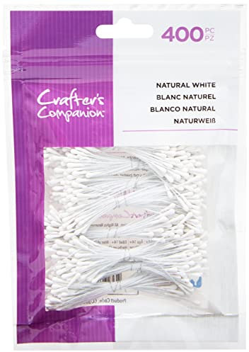 Crafter's Companion CC-STAMEN-WHI Étamines de fleurs – Blanc naturel (400 pièces), Coton, Taille unique