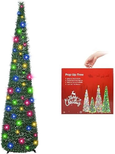 N&T NIETING Árbol de Navidad artificial, árbol de Navidad emergente plegable con agujas verdes de madera de pino, 1,5 m