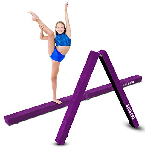 8FT Foldable Balance Beam, Floor Gymnastics Equipment for Gymnasts, Kids and Adults, Non-Slip Rubber Base, Professional Gymnastics Beam for Home Training (Purple)