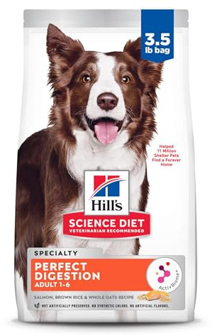 Hill's Science Diet Adult 1-6 Perfect Digestion Dry Dog Food, Salmon, Whole Oats, & Brown Rice, 3.5 lb. Bag