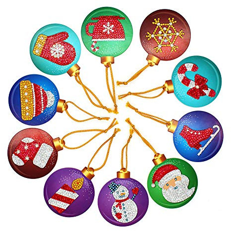 Starnearby 10 Stück Diamond Painting Weihnachts Anhänger,Weihnachten Anhänger | Christbaumschmuck | Weihnachtsanhänger | Weihnachtsdeko