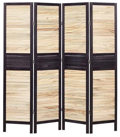 Paravent à 4 Panneaux Pliants en Bois de Paulownia Bois Clair 170 x 164 cm Brennerbad