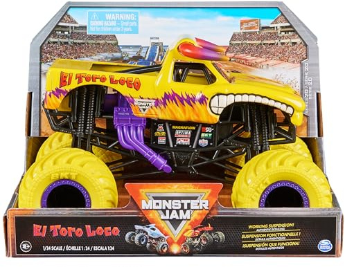 Monster Jam, Official El Toro Loco Monster Truck, Collector Die-Cast Vehicle, 1:24 Scale, Kids Toys for Boys and Girls Ages 3 and up