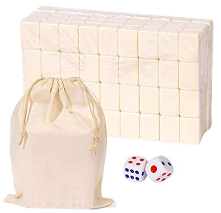 higyee Mahjong-Spiel - Reise- -chinesisches traditionelles Brettspiel mit großer Aufbewahrungstasche - Neujahrsparty-Brettspiel-Set mit 144 Mahjong-Steinen, Männer und