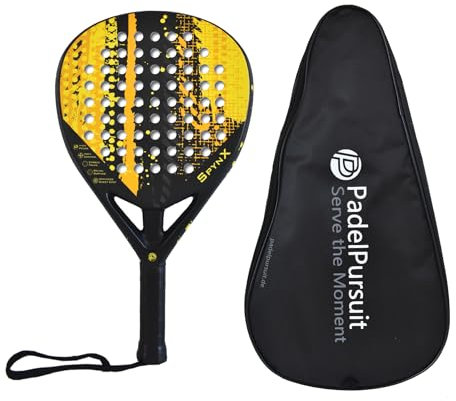 PadelPursuit SpynX - Padel Schläger 100% Kohlefaser, Spezial-Oberfläche für verbesserten Spin, Paddle Tennis Schläger für Männer & Frauen - 360g Leicht & langlebig - Kostenlose Schlägerhülle inklusive
