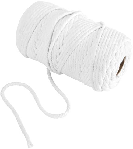FUNSUEI Hilo de Algodón de Macramé de 6 mm x 150 m, Cuerda de Macramé para Manualidades