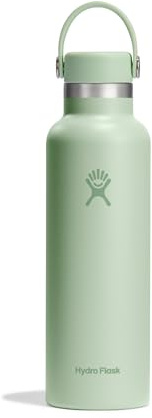 HYDRO FLASK - Standard Mouth Water Bottle 621 ml (21 oz) - Vacuum Insulated Stainless Steel Water Bottle with Leak Proof Flex Cap and Powder Coat - Aloe