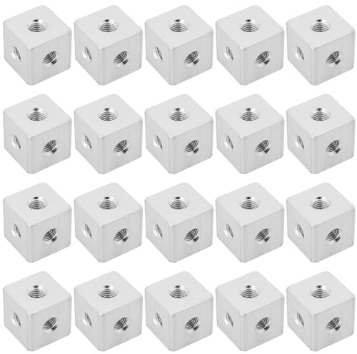 YINETTECH 20 piezas de conectores de cubo M3 de perfil de aluminio hexagonal cuadrado bloque de fijación para chapa acrílica fija iluminación de hardware 10 x 10 x 10 mm