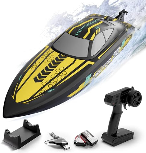volantexrc Barca RC, Barca Telecomandata Autoredressant per Piscine e Laghi, Barche da Corsa RC 2,4 GHz 20+MPH con 2 Batterie ricaricabili per Principianti o Adulti (Giallo)