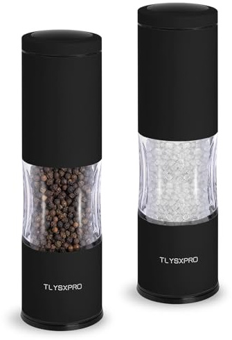 TLYSXPRO Set Macina Sale e Pepe Manuale con Grana Regolabile | Macinapepe e Macinasale Ricaricabili con Meccanismo in Ceramica | Accessori Cucina (2 Pezzi, Nero)