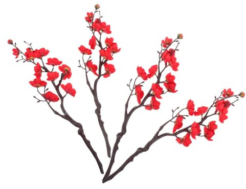 ibasenice 4 Pièces Plantes Artificielles pour Décor Fleur De Prunier Accessoires Photo Fausse Fleur en Soie Bouquet De Mariage Fausses Branches De Prunier Fausses Fleurs Réalistes pour La