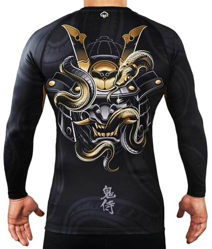 Ground Game Rashguard BJJ MMA T-shirt de compression à manches longues pour homme, Oni Samurai, M