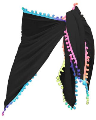 Anevous strandkjol sarong dam, strand wrap med färgglada fransar, strandhandduk sexig omlottkjol strand, bikini täckande klänning, halsduk, knytning strandkjol för baddräkt badmode strandsemester