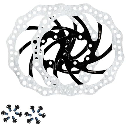 Velxnigt Rotor de disco de freno de acero inoxidable para bicicleta 140mm,con 12 pernos de montaje.Compatible con la mayoría de bicicletas de carretera,montaña,MTB BMX.Juego de 2 piezas (R6 Negro)