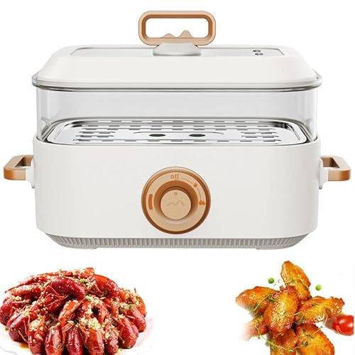Vaporiera Elettrica, Controllo A Doppia Temperatura da 1350 W, Grande capacità da 5 L, Vaporiera in Acciaio Inossidabile 304, Fornello Elettrico Multifunzione