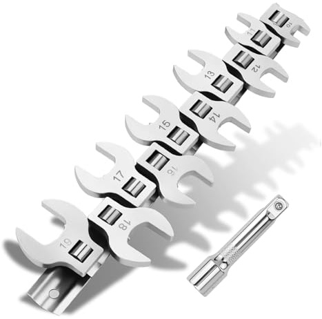 11-tlg Metrisches Hahnenfußschlüssel,Bogoro 3/8-Zoll-Antrieb und Metrischer Hahnenfußschlüsselsatz,Drehmomentschlüssel mit Hahnenfußschlüssel,Geeignet für die Wartung und Installation von Kraftfahrzeu