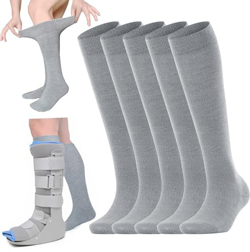 JFHSUS 5 Pair Replacement Sock Liner for Orthopedic Walking Boots | Medical Tube Socks to wear Under Air Cam Walkers and Fracture Boot Casts(Gr.36-39)