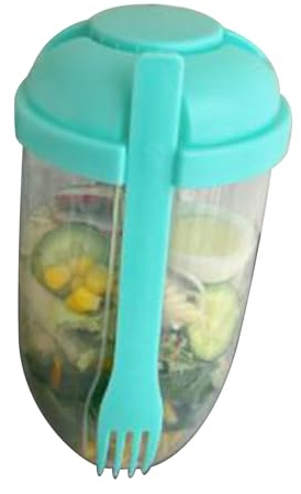 ANKROYU Vegetable Breakfast Salad Cup Portable Salad Shaker Cup with Lid and Fork Leakproof Non Slip Reusable PP Material 1000ml for Office Gym Travel