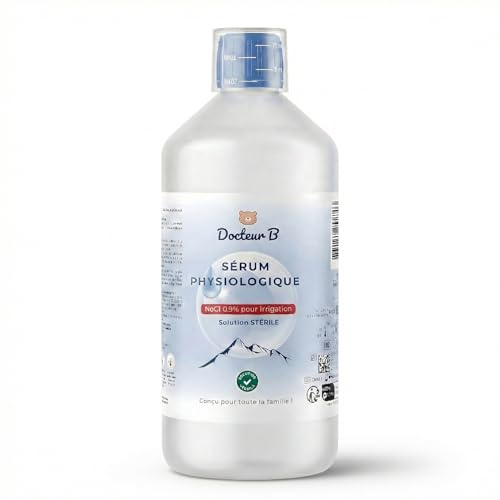 1L - DOCTEUR B Isotonische Kochsalzlösung 0,9% NaCl – Physiologische Salzlösung zur Nasenspülung, Nasenpflege, Baby-Anwendung und Wundreinigung