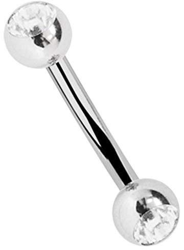 Piercing a banana in titanio da 1,2 mm con due sfere di pietra, Kugelgröße: 3 mm / Stablänge: 10 mm, Titanio