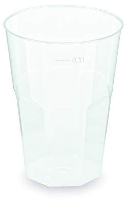 Lot de 90 Gobelets réutilisables pour cocktail, gobelets incassables en polypropylène transparent, avec trait de repère - 0,30 l - Diamètre 8 cm