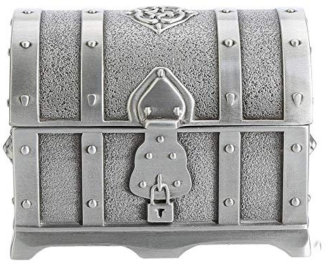 Mini Vintage Goldmünzen Piratenkiste, 6,5x4,3x4,8cm Zinklegierung Retro Europäischen Stil Deko Schatzkiste Kleine Schmuck Schatztruhe für Ring Ohrringe Goldmünzen