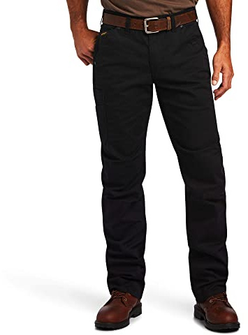 ARIAT Men's Rebar M5 Straight DuraStretch Washed Twill Dungaree Straight Leg Pant, Black, Size 38L x 34W