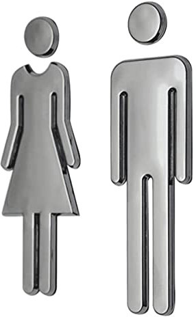 Män och kvinnors badrumsskyltar Dekorfigurset, ABS självhäftande dörr Toalett WC-skyltar Toalettsymbol Män och kvinnor Dörrdekalfigurset, 1 par (guld)