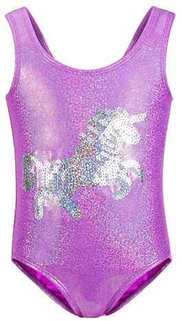 TIZAX Kleinkinder Mädchen Badeanzug Kinder Schwimmanzug Einteiliger Bikini Einhorn Lila 6 Jahre 116