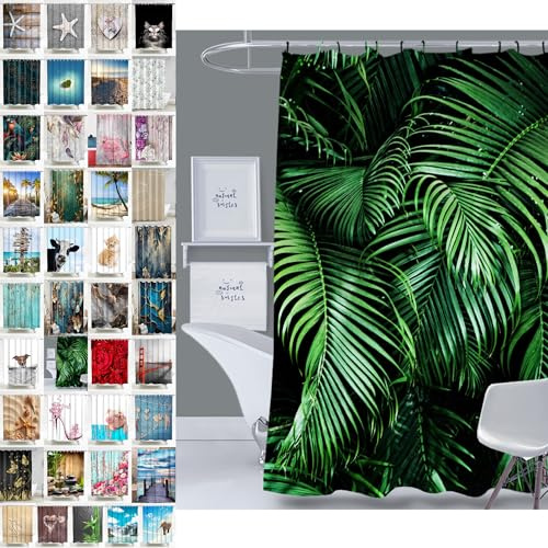 Sanilo Duschvorhang, viele schöne Duschvorhänge zur Auswahl, hochwertige Qualität, inkl. 12 Ringe, wasserdicht, Anti-Schimmel-Effekt (Palmdream)