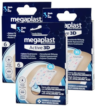 Juego de 18 Apósitos 3D XL con acción curativa activa, Apósito adhesivo impermeables para heridas más grandes, Ablandador con adhesión fuerte - Formato 7.5 x 5 cm- JUANIO -