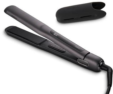 MEDION Glätteisen HS1 (Display, 5 regelbare Hitzestufen, 165° bis 210°, Silikon Schutzhülle, Temperatursensor, Haarglätter. Ideal kombinierbar mit unserer Haarbürste und unserem Haartrockner) schwarz