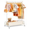 MISSLO Kids Clothes Rail with Basket Storage, Children Hanging Dress Up Rail, Baby Clothes Rail Metal, Small Garment Clothing Rack for Girls, Boys & Tollder, White
