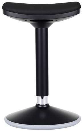 Wiltec Svart balanspall för kontor ergonomisk snurrpall höjdjusterbar 55-82 cm 135 kg lastkapacitet pall för att sitta och stå sittpall