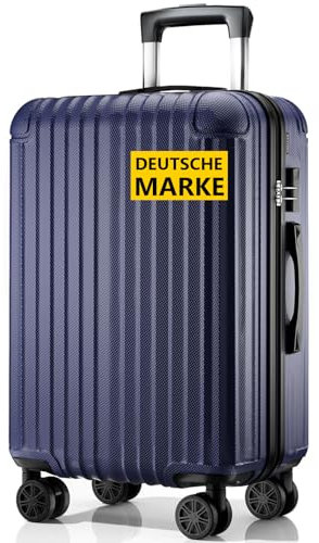 ABISTAB Hartschalen Reisekoffer mittelgroß 66x45x27cm, Handgepäck Koffer, leicht Rollkoffer mit 4 Rollen, Zahlenschloss, Koffer & Trolleys, Dunkelblau