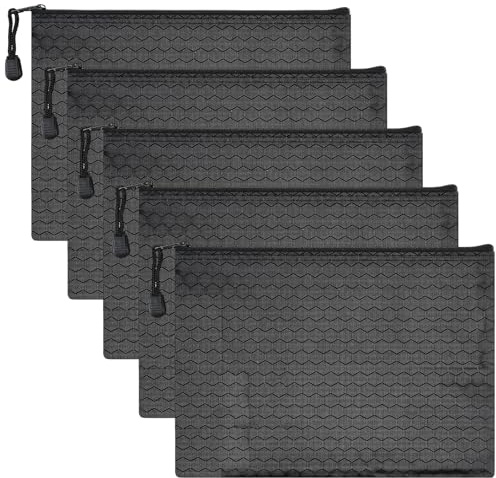 5 Bolsa Dinero con Cremallera, 24 x 18 cm Bolsas de Documentos A5, Bolsillo para Billetes, Oxford Impermeable Almacenamiento de Dinero para el Hogar, Negocios, Escuela, Viajes